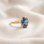 Vintage Alexandrite engagement ring, Oval Cut, women Art deco, white gold engagement ring, unique diamond wedding ring, Bridal anniversary