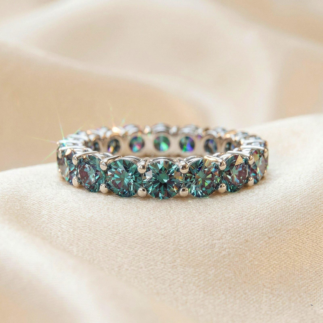 Round Alexandrite Engagement Ring,14K Rose Gold Wedding Ring, Cluster Diamond Bridal Ring, Anniversary Promise Ring