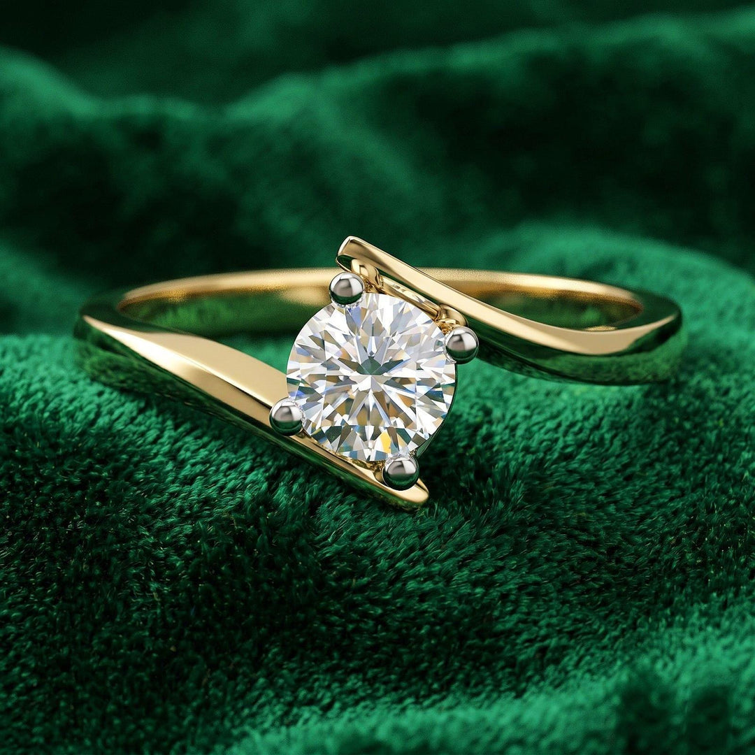 Round Moissanite Engagement Ring For Women, 14K Gold Minimalist Silver Wedding Solitaire Promise Ring, Birthday Gifts For Her