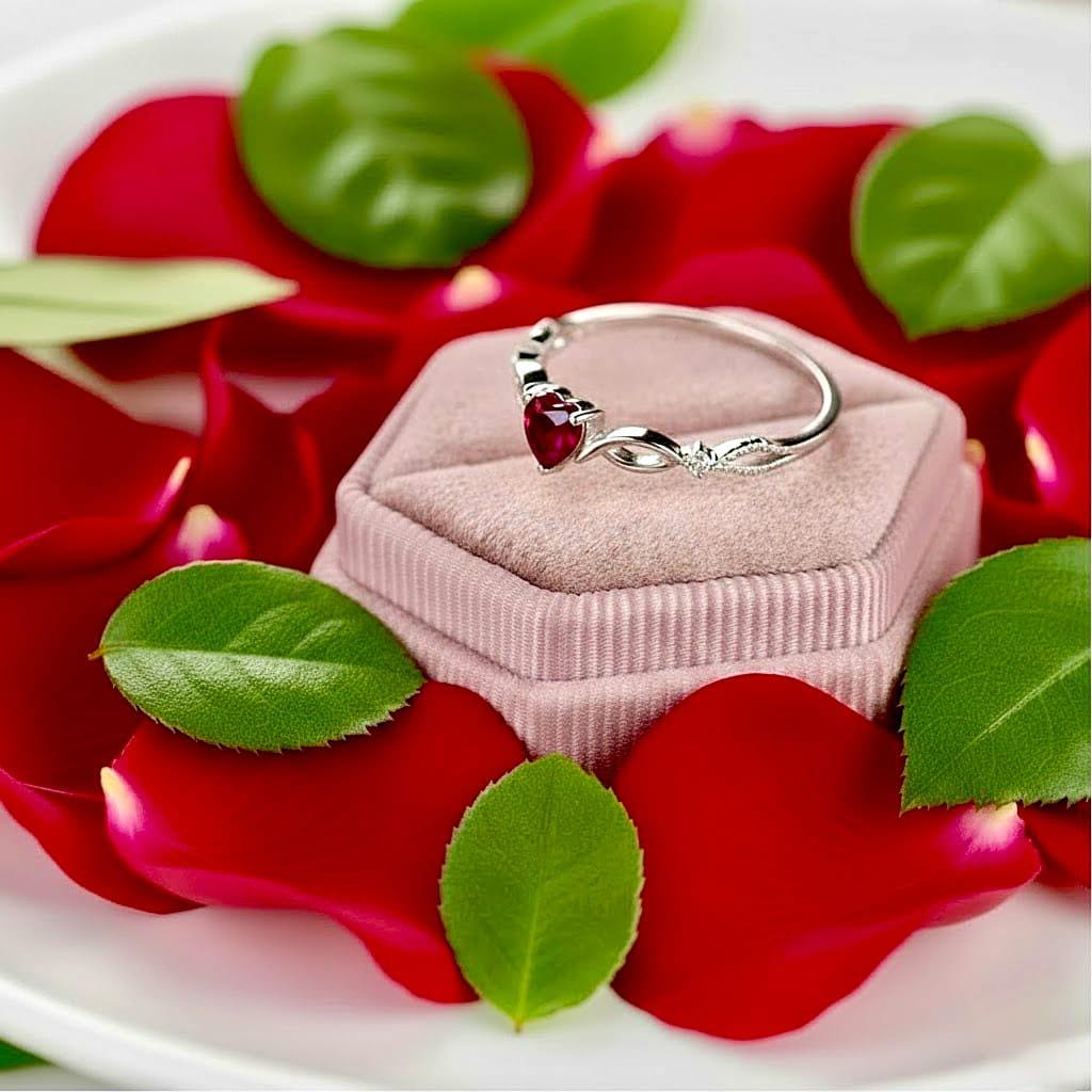 Ruby Heart Ring, July Birthstone Gold Ring, Gemstone Ruby Ring 14k Gold, Statement Heart Cocktail Ring Gift For Her