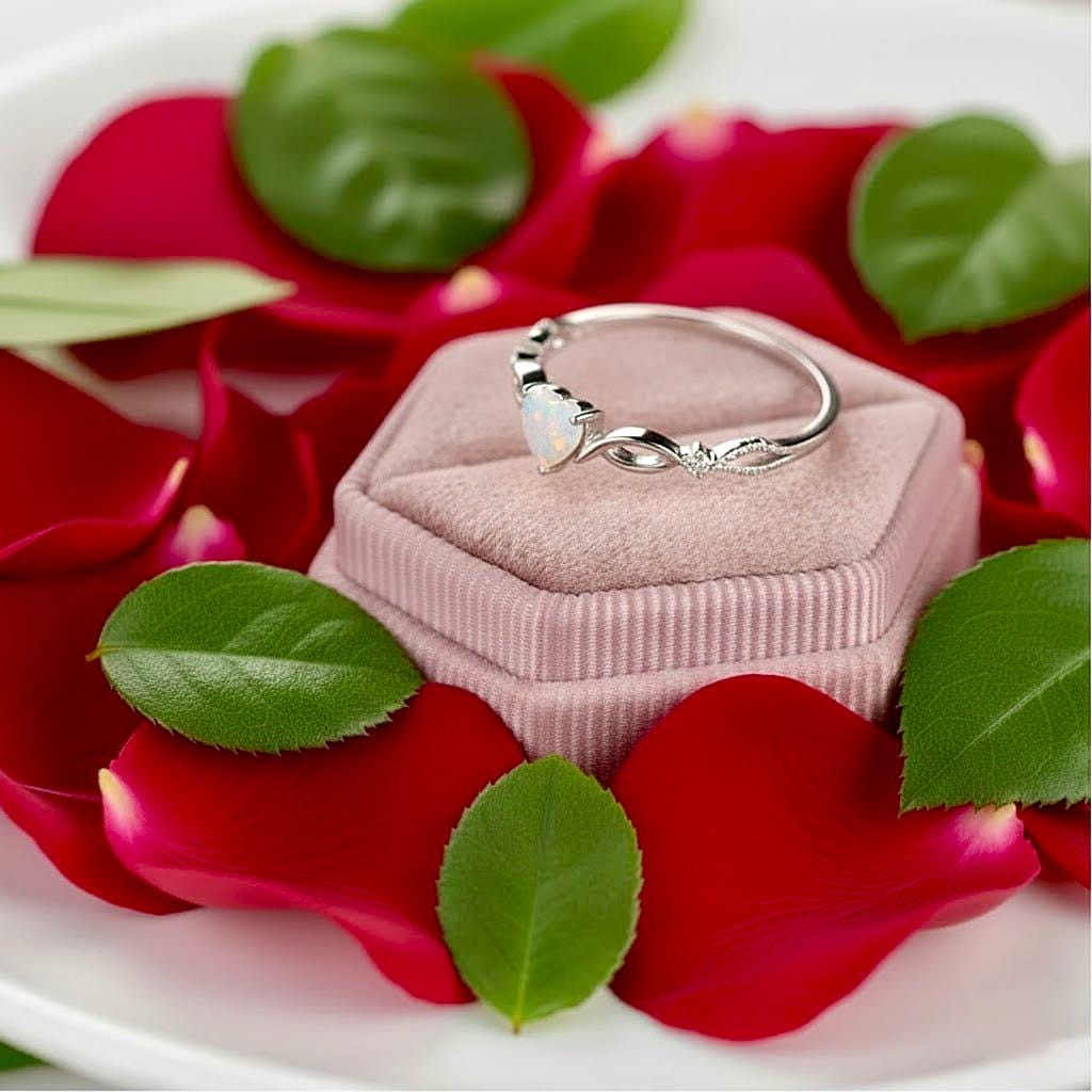 Opal Ring, Promise Ring for Her, Unique dainty Heart Opal Engagement Ring, Women Opal Ring gold, Gemstone Ring Gold, Gift For Her