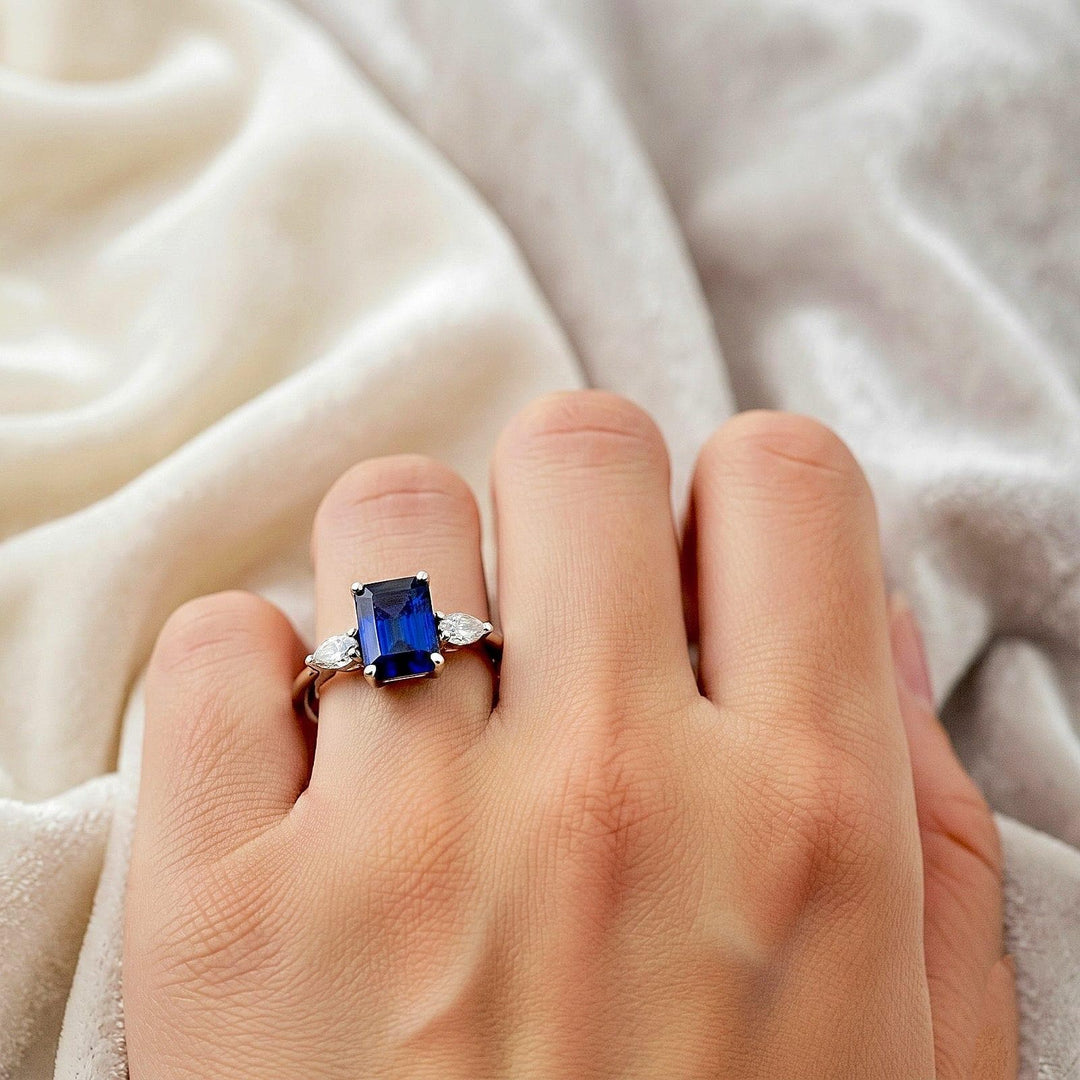 Blue Sapphire Ring Vermeil, September Birthstone Jewelry, Engagement Ring, Anniversary Birthday gift for her