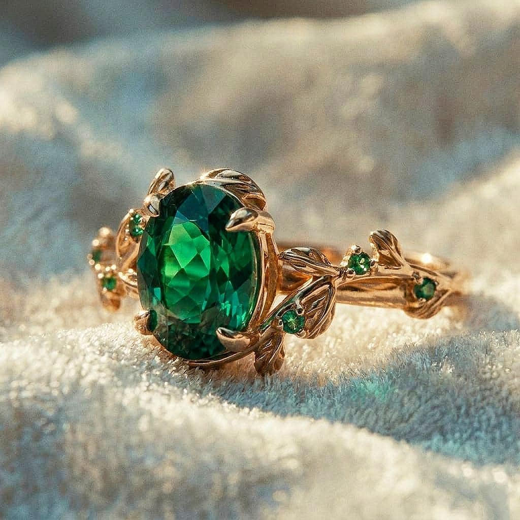 Vintage Emerald Engagement Ring | Antique Green Emerald with Silver Band | Timeless Handmade Wedding Jewelry | Unique Gift for Her