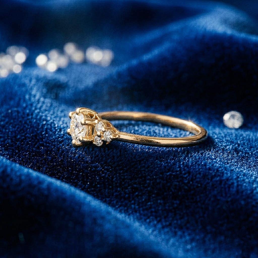 Vintage Round Moissanite Engagement Ring, Dainty White Gold Moissanite Wedding Ring,  Anniversary Promise Rings For Women