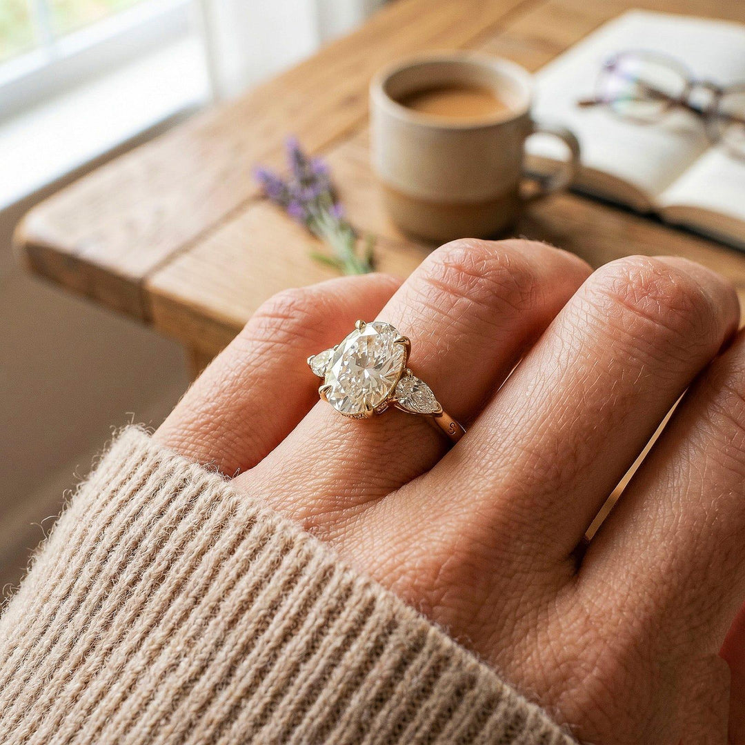 Oval Moissanite engagement ring, Vintage rose gold wedding ring, diamond bridal ring, Dainty woman ring, Promise gift, Marriage ring,