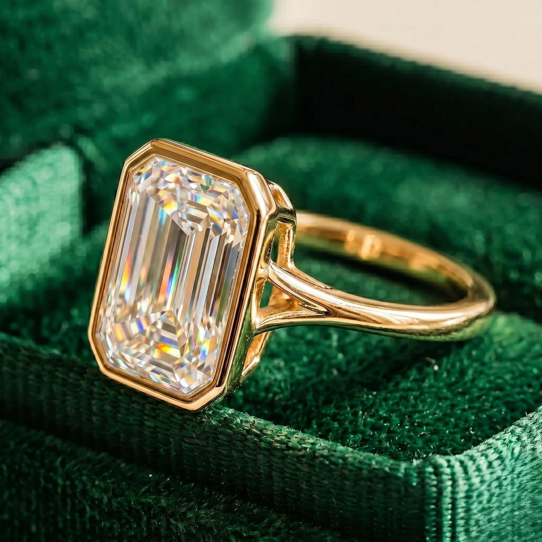 Emerald Cut Engagement Ring, Moissanite Diamond Ring , Solitaire Ring, Wedding Ring, Minimalist Engagement Promise ring, Gift for her