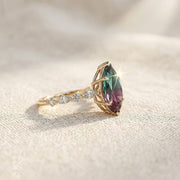 Marquise Alexandrite Engagement Ring Solid Gold Vintage Engraved Alexandrite Wedding Ring Promise Gemstone Rings for Women Handmade Jewelry