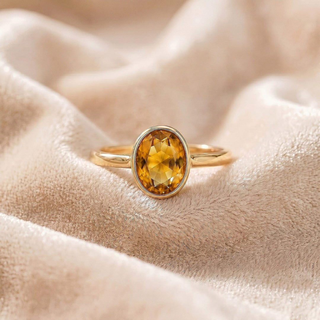 Natural Citrine Oval Ring, Bezel Cut Ring, Dainty Ring, Everyday Wear Ring, Minimalist Ring, Gemstone Ring, Unique Jewelry, Gifts For Her