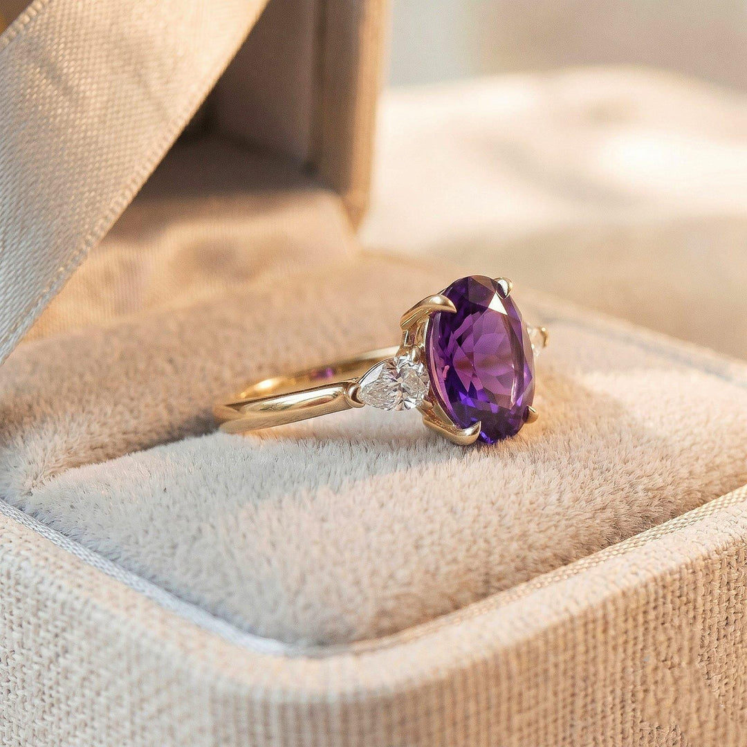 Natural Amethyst Ring, Oval Ring, Dainty Ring, Everyday Wear Ring, Minimalist Ring, Unique Jewelry,  February Birthstone Gifts For Her