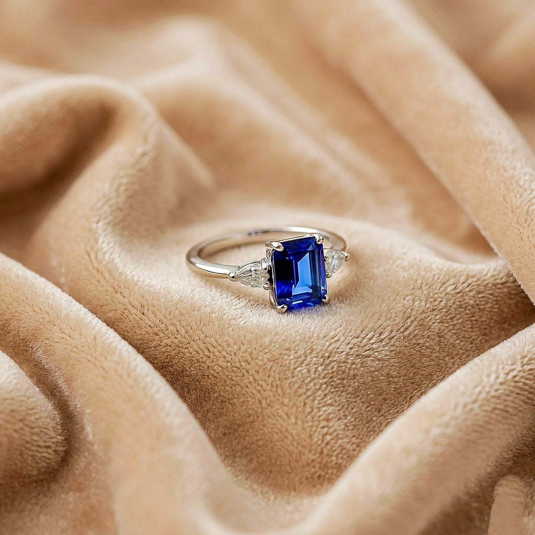 Blue Sapphire Ring Vermeil, September Birthstone Jewelry, Engagement Ring, Anniversary Birthday gift for her