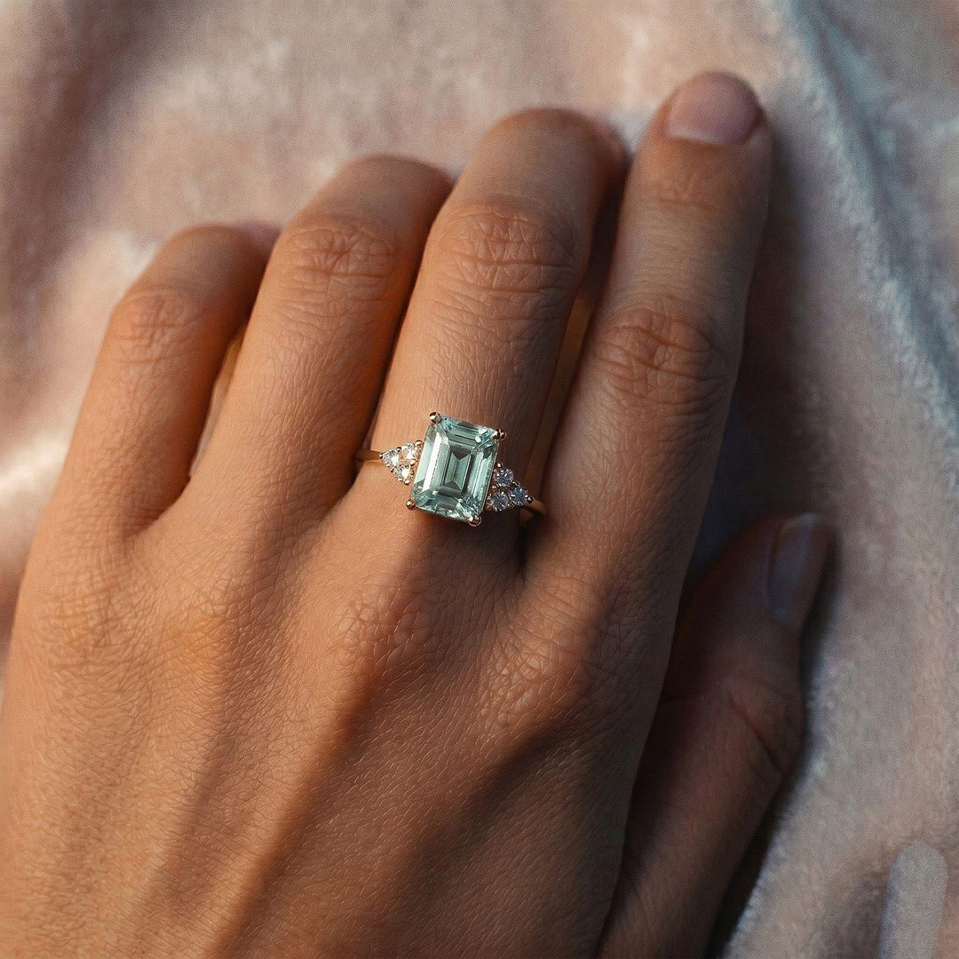 Emerald Cut Green Amethyst Ring, Gold Vermeil, Sterling Silver, Solitaire Statement Ring