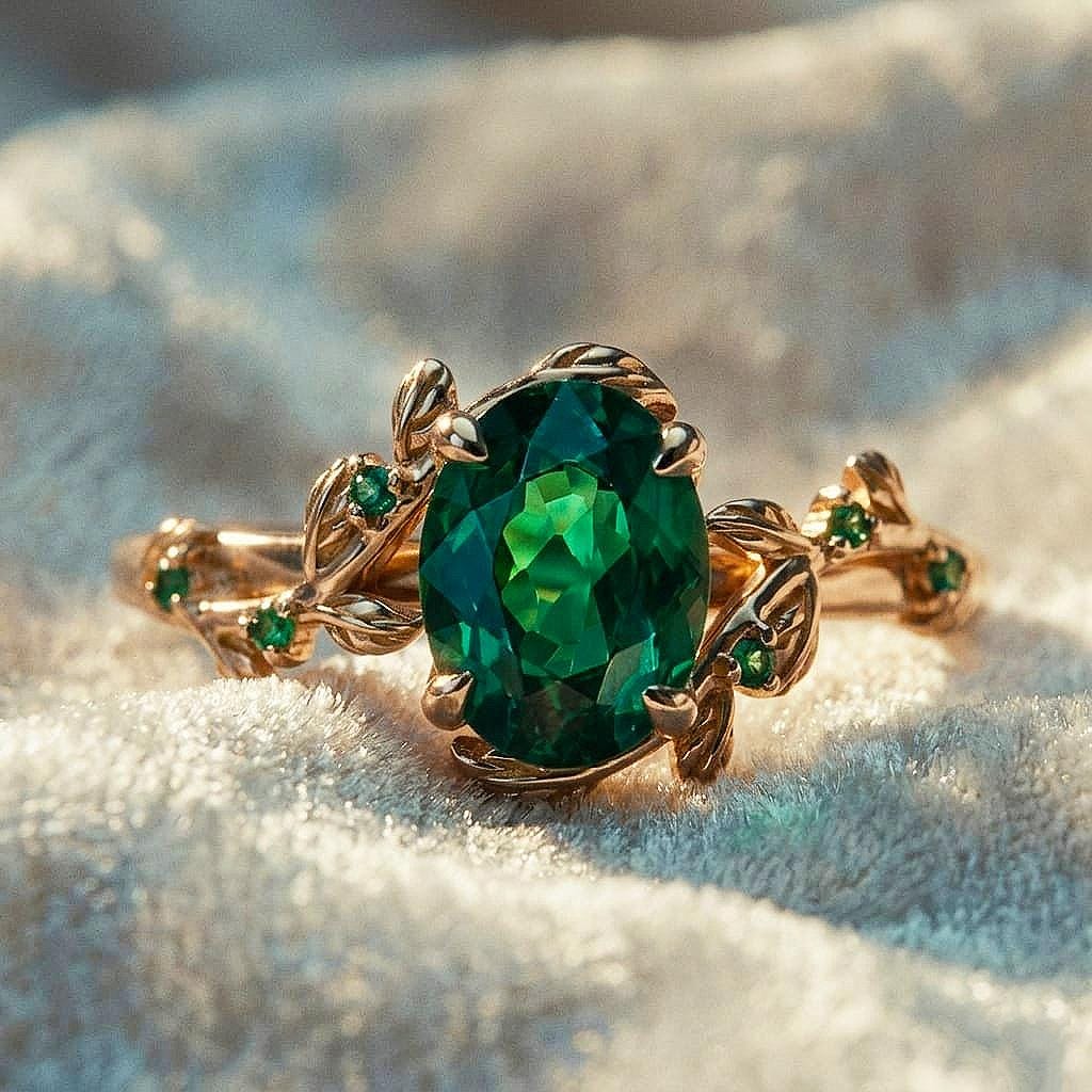 Vintage Emerald Engagement Ring | Antique Green Emerald with Silver Band | Timeless Handmade Wedding Jewelry | Unique Gift for Her