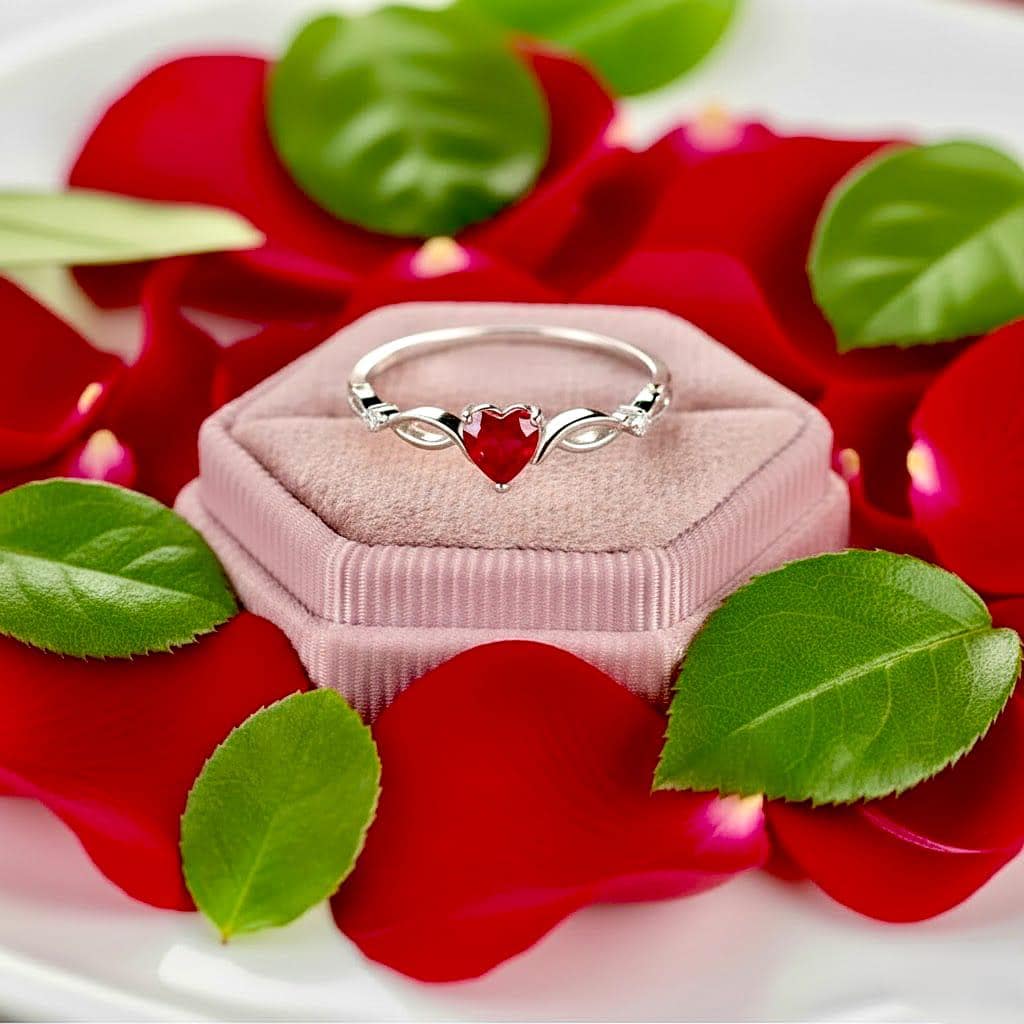 Ruby Heart Ring, July Birthstone Gold Ring, Gemstone Ruby Ring 14k Gold, Statement Heart Cocktail Ring Gift For Her