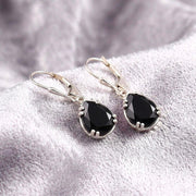 Black Onyx Lever back Earring / 925 Sterling Silver / Healing Gemstone / Black Onyx / Gifts For Her / Pear Cab / Dainty Earring Gift for Her