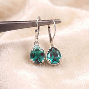 Alexandrite Earrings in 925 Sterling Silver, Boho Teardrop Dangle Earrings, Pear Cut Color Change Jewelry, Victorian Style Gift for Her,