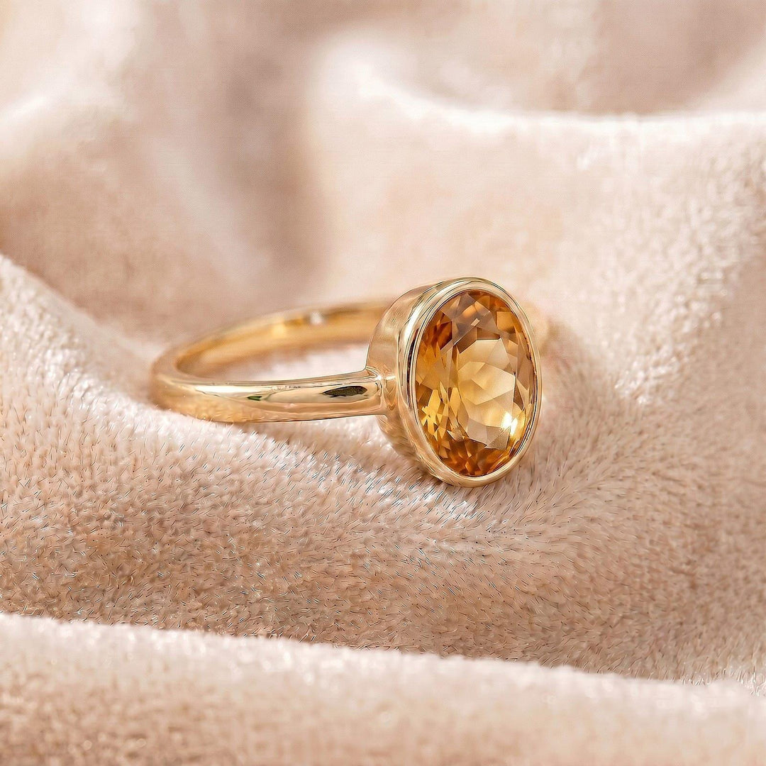 Natural Citrine Oval Ring, Bezel Cut Ring, Dainty Ring, Everyday Wear Ring, Minimalist Ring, Gemstone Ring, Unique Jewelry, Gifts For Her