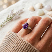 Natural Amethyst Ring, Oval Ring, Dainty Ring, Everyday Wear Ring, Minimalist Ring, Unique Jewelry,  February Birthstone Gifts For Her