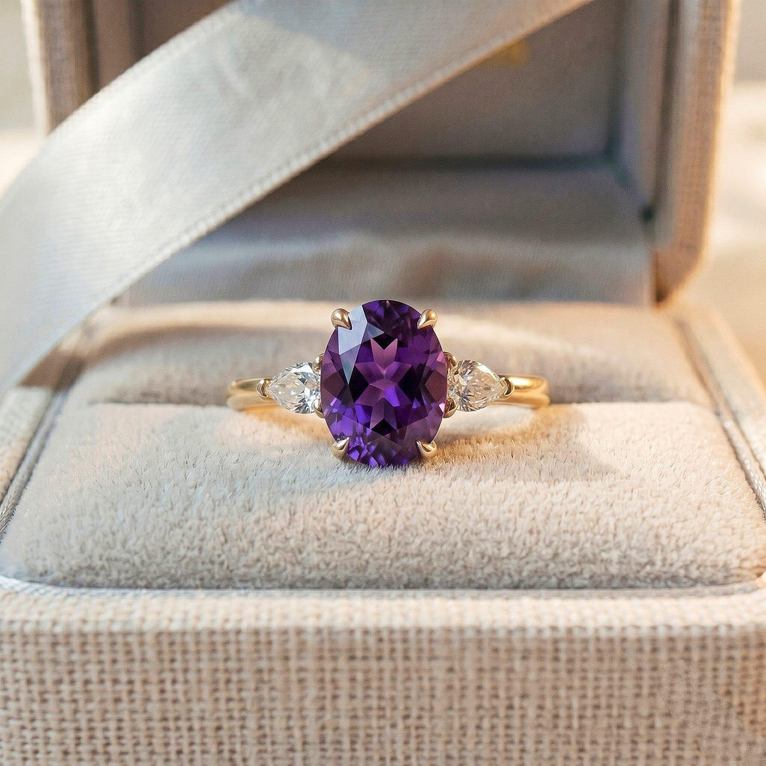 Natural Amethyst Ring, Oval Ring, Dainty Ring, Everyday Wear Ring, Minimalist Ring, Unique Jewelry,  February Birthstone Gifts For Her