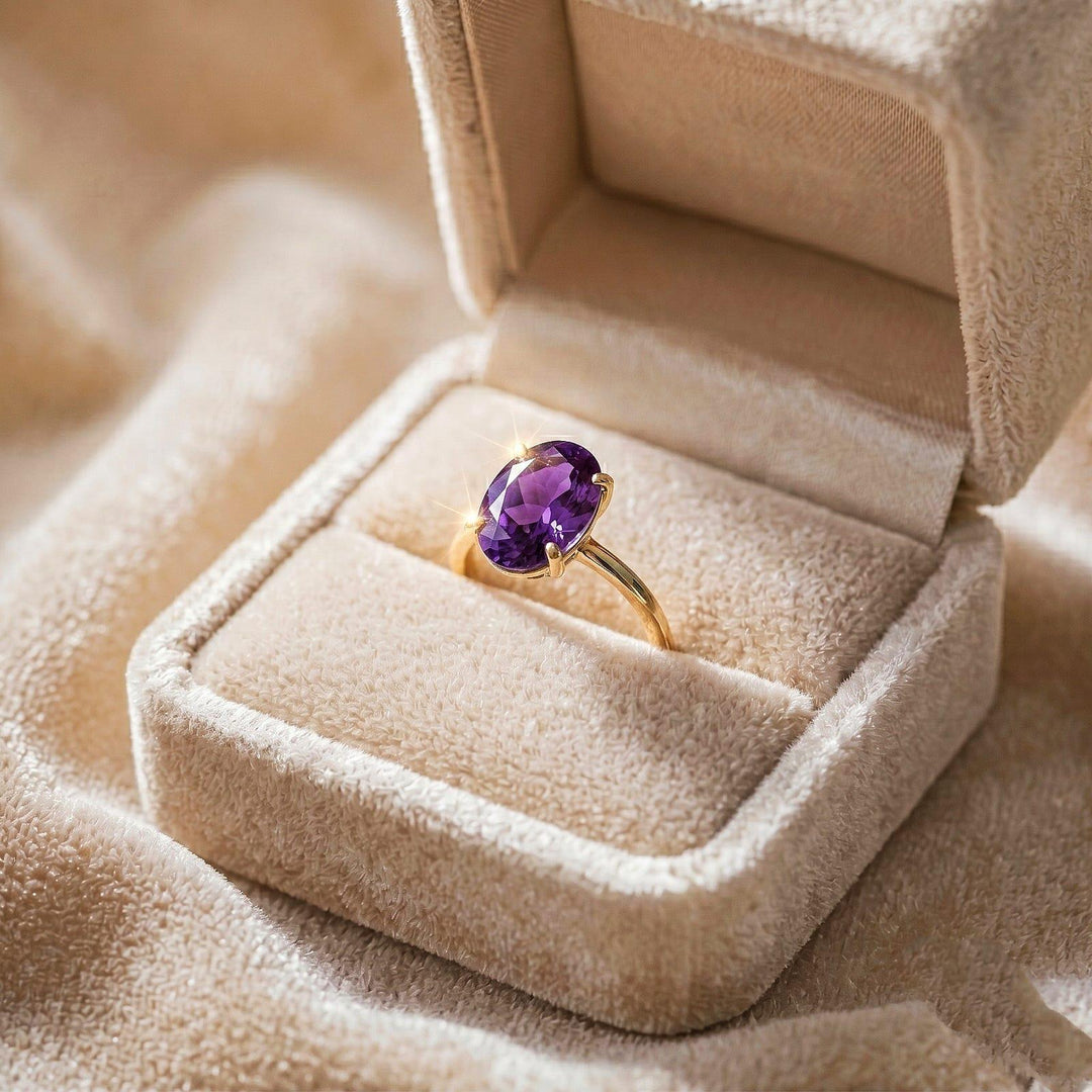 Natural Amethyst Ring, Oval Ring, Dainty Ring, Everyday Wear Ring, Minimalist Ring, Gemstone Ring, Unique Jewelry, Gifts For Her