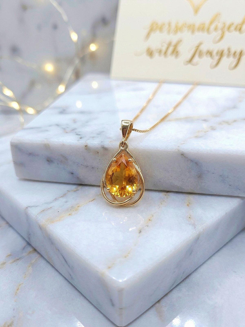 Minimalist Natural Citrine Necklace, Citrine Gold Necklace, Gold Citrine Jewelry, November Birthstone Necklace, Simple Necklace
