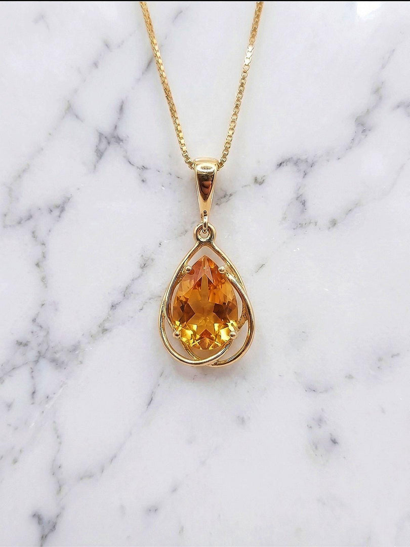 Minimalist Natural Citrine Necklace, Citrine Gold Necklace, Gold Citrine Jewelry, November Birthstone Necklace, Simple Necklace