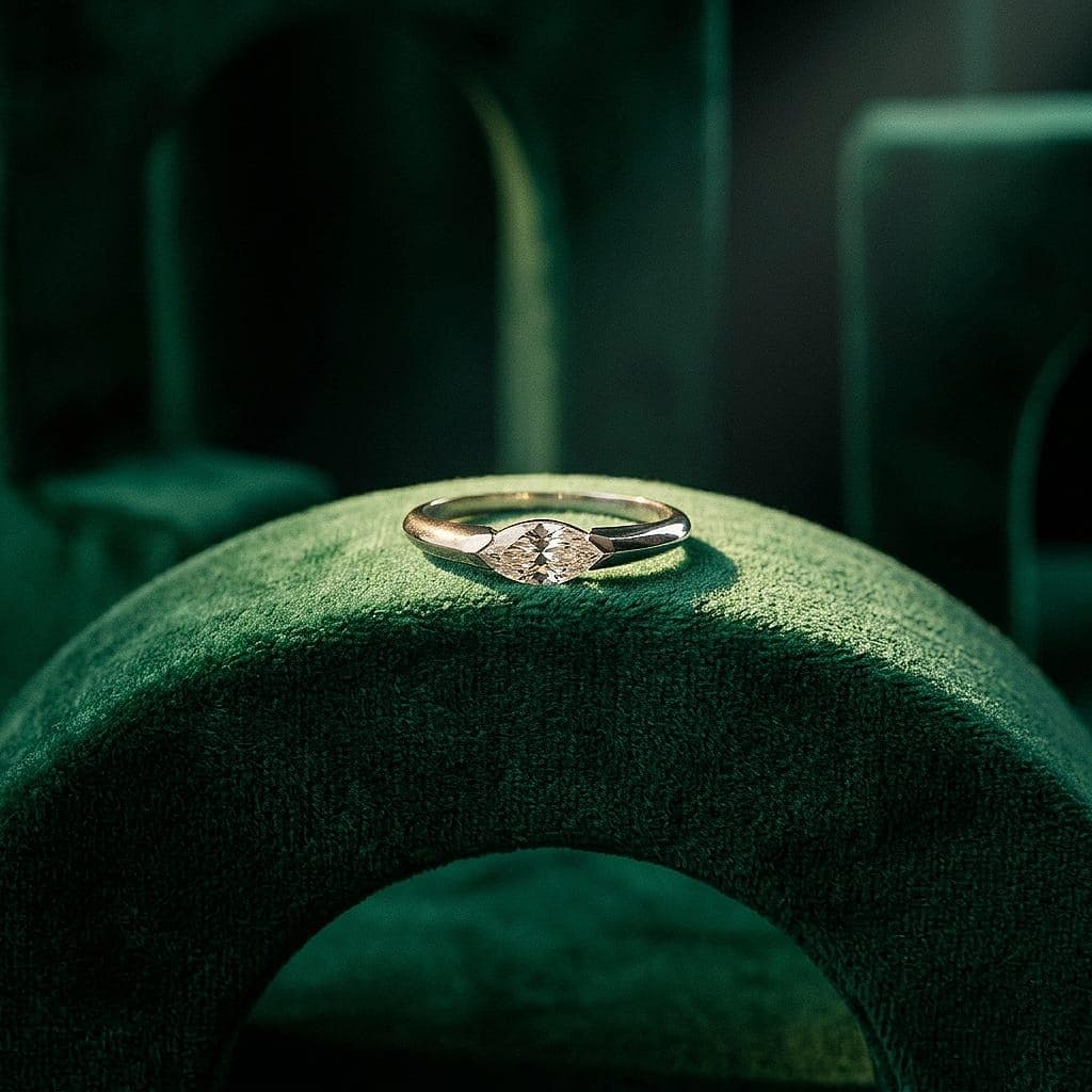 Marquise Cut Moissanite Engagement Ring | 14K Gold Solitaire Promise Ring | Delicate Proposal Anniversary Bridal Jewelry