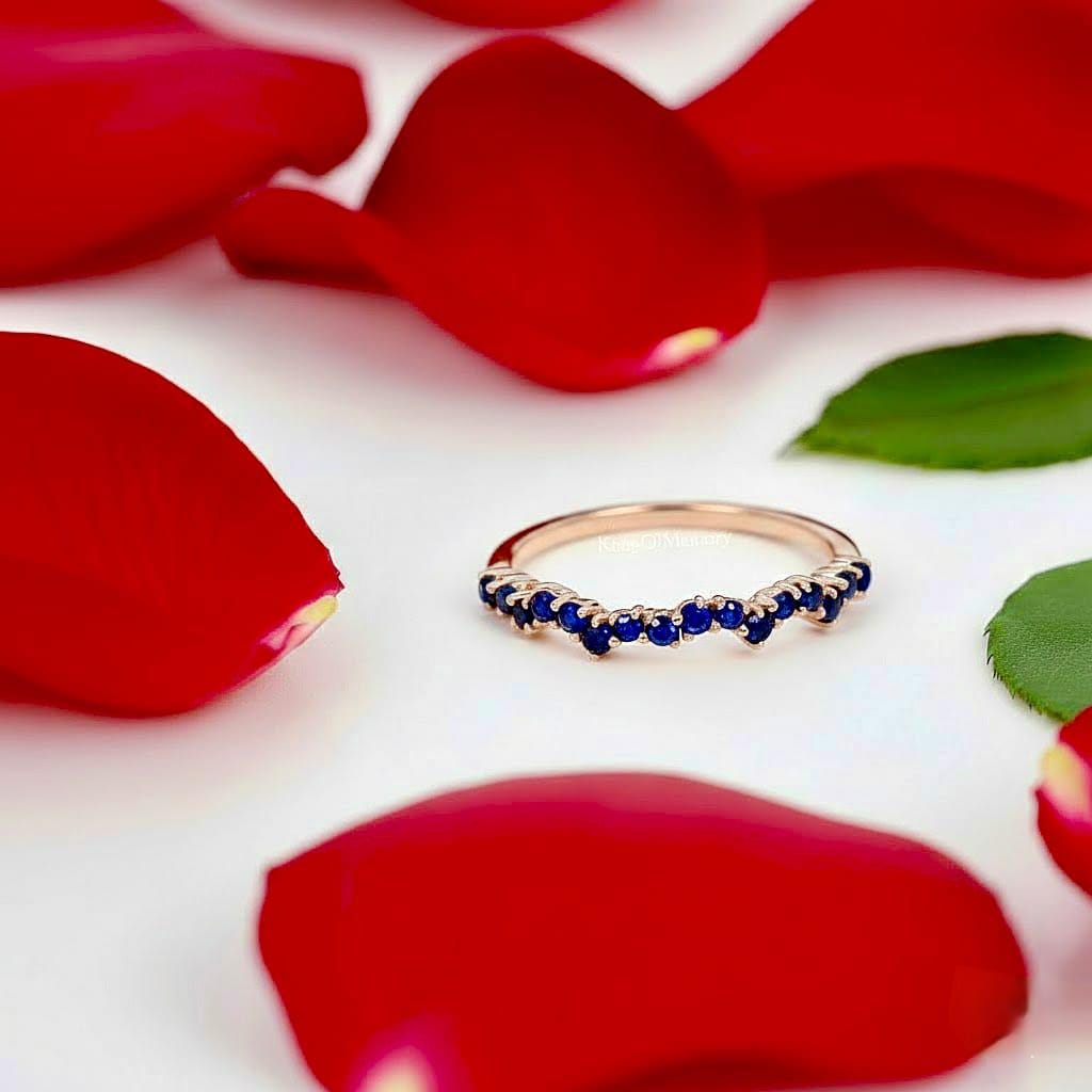 Sapphire Ring 14K Gold, Dainty Sapphire Stone Stackable Ring, Minimalist Birthstone Ring Statement Ring, Custom Stacking Ring,