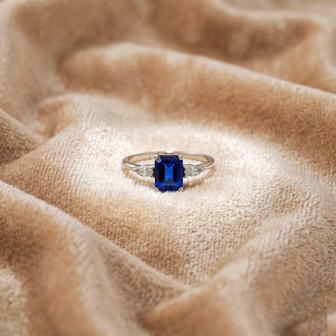 Blue Sapphire Ring Vermeil, September Birthstone Jewelry, Engagement Ring, Anniversary Birthday gift for her