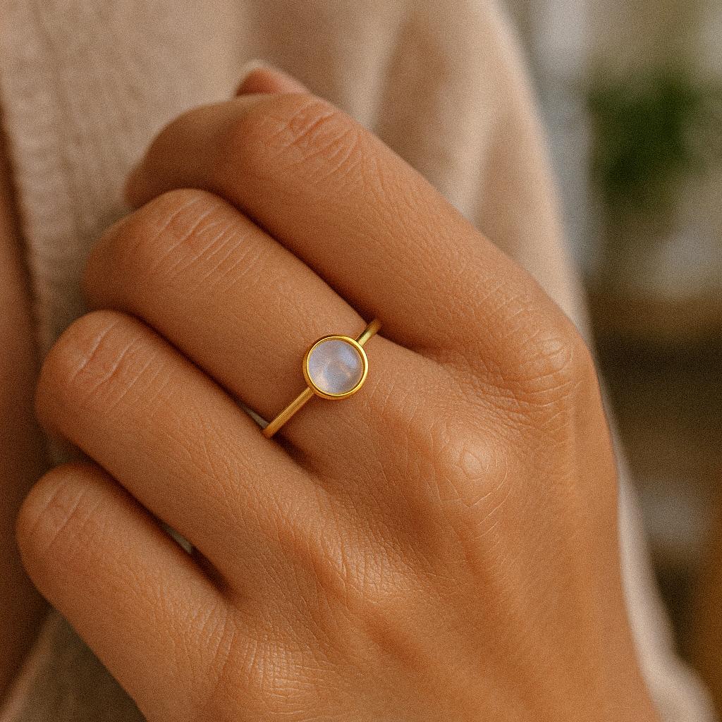 Sterling Silver Moonstone Ring: Dainty Promise Jewelry