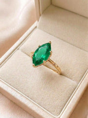 Lab Emerald Engagement Ring, Marquise Emerald Ring, Solitaire Ring, Marquise Emerald Ring, Promise Rings, For Her Anniversary Gifts For Wife