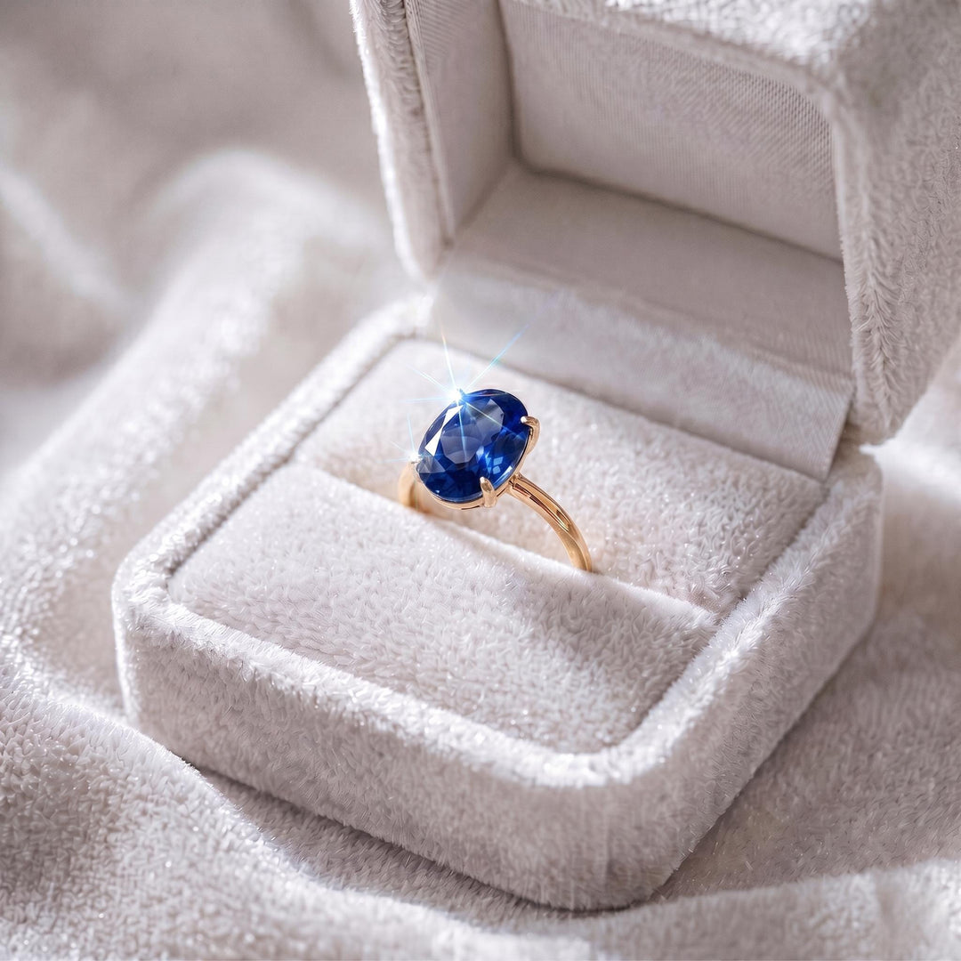 Blue Sapphire Engagement Ring, Oval Cut Ring, Blue Gemstone Band, Travel Ring, Promise Ring, Wedding Ring, September Stone, Women Ring Gift