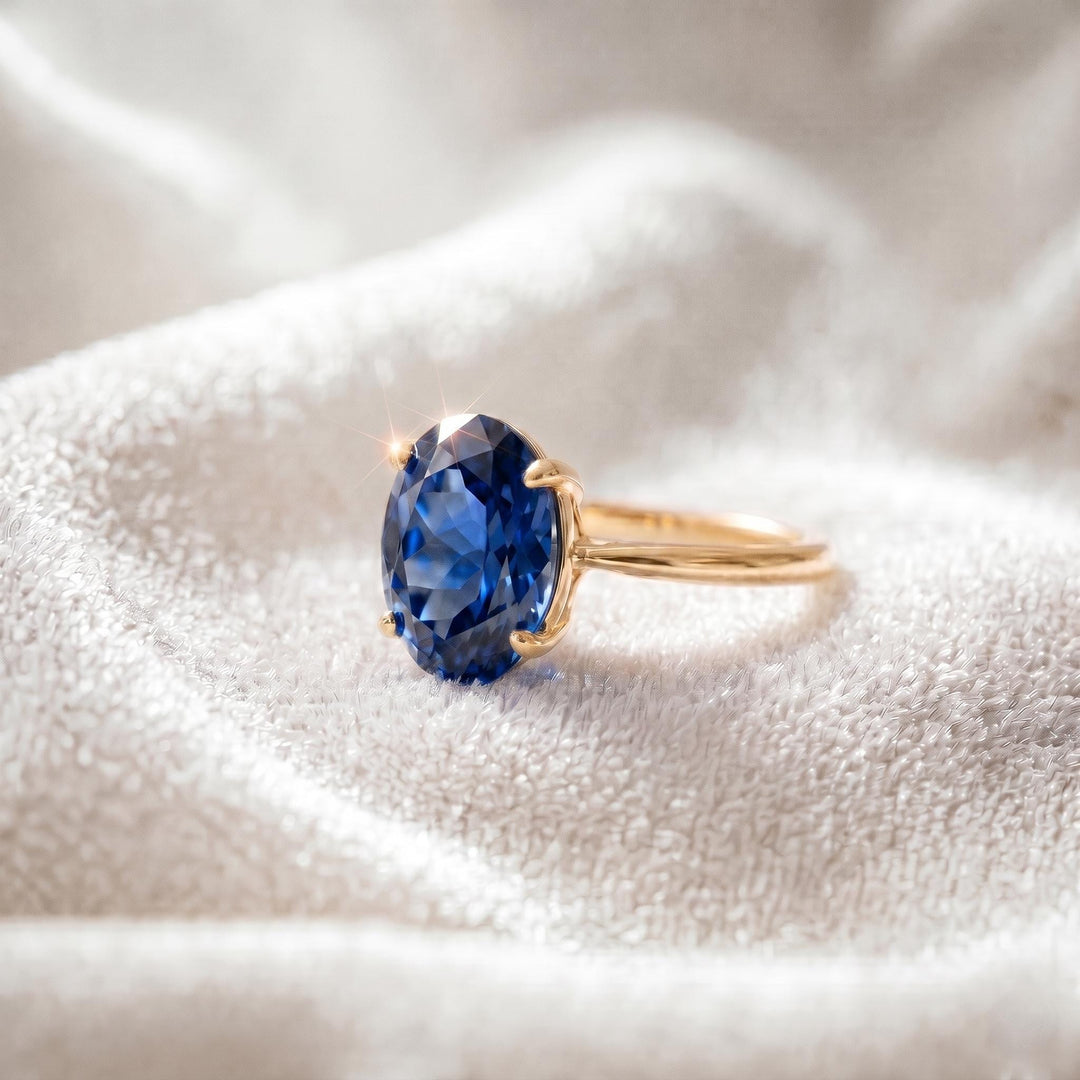 Blue Sapphire Engagement Ring, Oval Cut Ring, Blue Gemstone Band, Travel Ring, Promise Ring, Wedding Ring, September Stone, Women Ring Gift