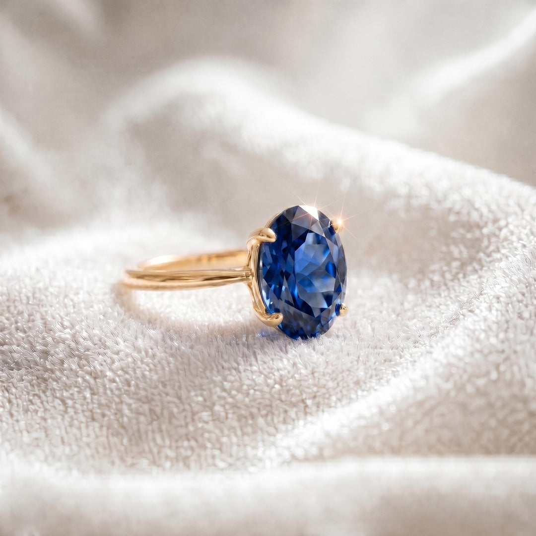 Blue Sapphire Engagement Ring, Oval Cut Ring, Blue Gemstone Band, Travel Ring, Promise Ring, Wedding Ring, September Stone, Women Ring Gift