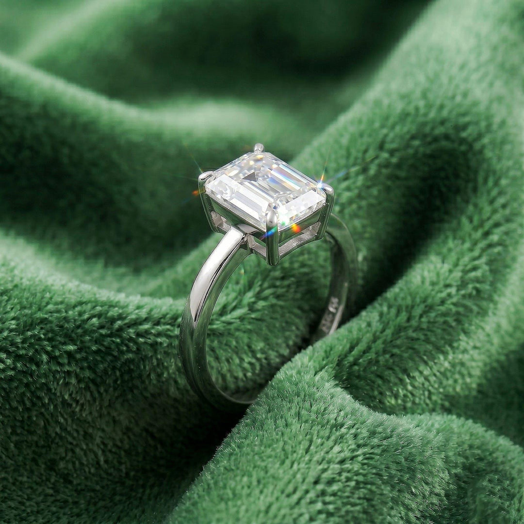 Moissanite Engagement Ring, Emerald Cut Diamond Ring, Wedding Engagement Ring, 14k Gold Ring, Anniversary Ring, Promise Ring, Gift For Her