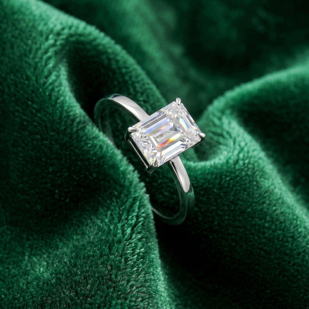 Moissanite Engagement Ring, Emerald Cut Diamond Ring, Wedding Engagement Ring, 14k Gold Ring, Anniversary Ring, Promise Ring, Gift For Her