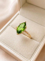 Marquise Peridot Ring, 14k Gold Vermeil, Sterling Silver