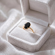 Black Onyx Engagement Ring, Oval Cut, Natural Black Onyx, 14K Gold, Beautiful Ring, Women Ring, Halo Bridal Ring, Promise Ring Gift For Her