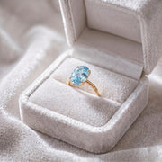 Aquamarine Engagement Ring, Oval Cut, 14K Gold Solitaire Ring, Minimalist Travel Ring, March Birthstone Women Ring Promise Ring, Bridal Ring